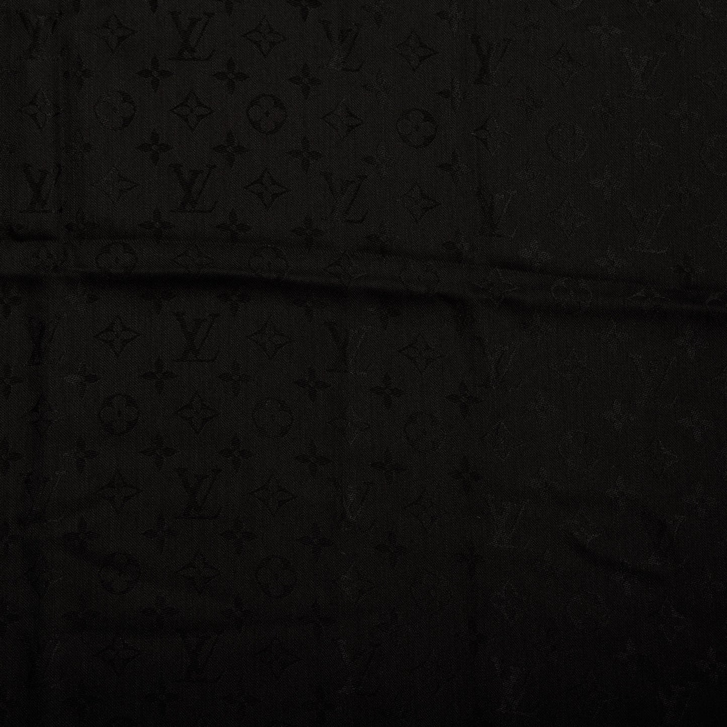 Silk Wool Monogram Shawl Black