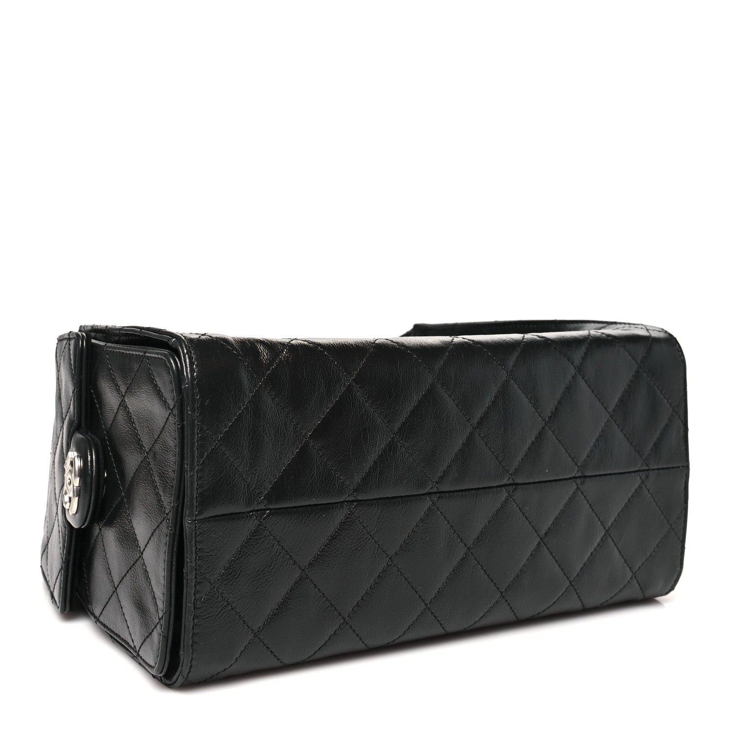 Chanel Shiny Crumpled Calfskin Quilted Small Chanel 25 Handbag Black 4 of 11
