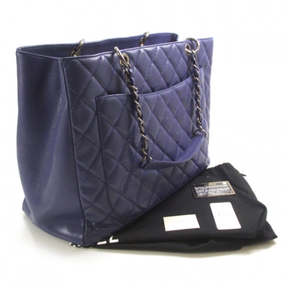 Chanel Caviar Grand Shopping Tote GST XL Blue 3 of 14