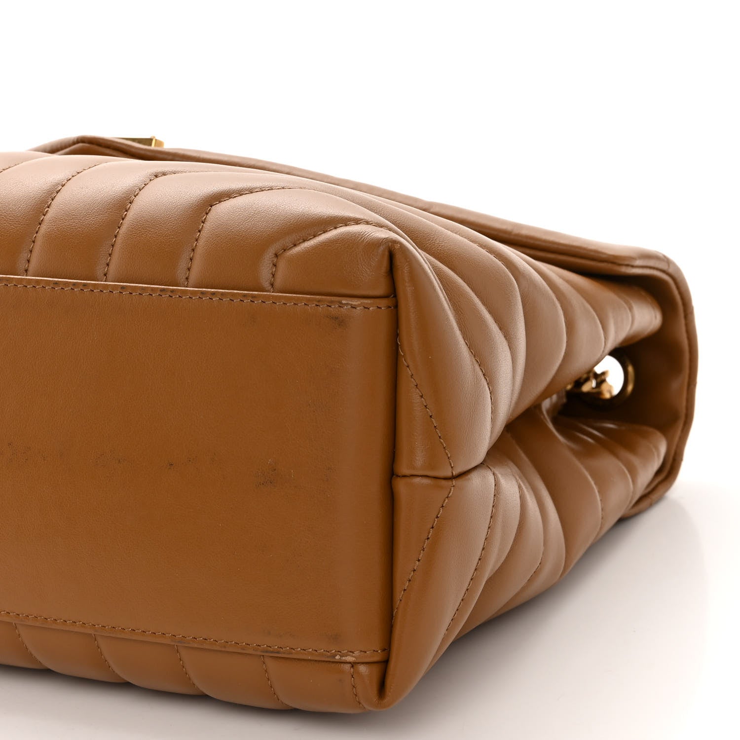Saint Laurent Calfskin Y Quilted Monogram Medium Loulou Chain Satchel Dark Natural 9 of 9