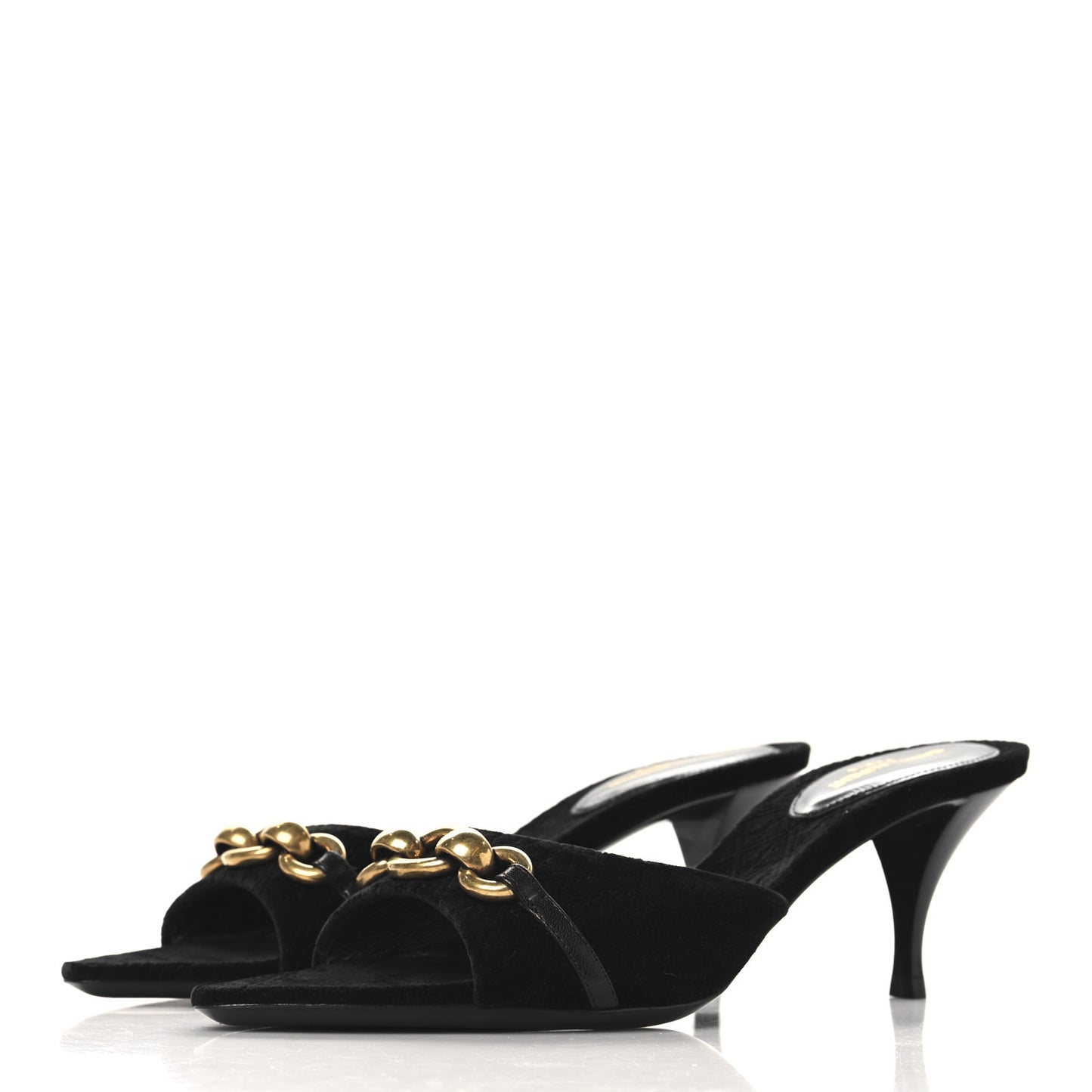 Suede All-Over Monogram Le Maillon 60 Mules 38.5 Black