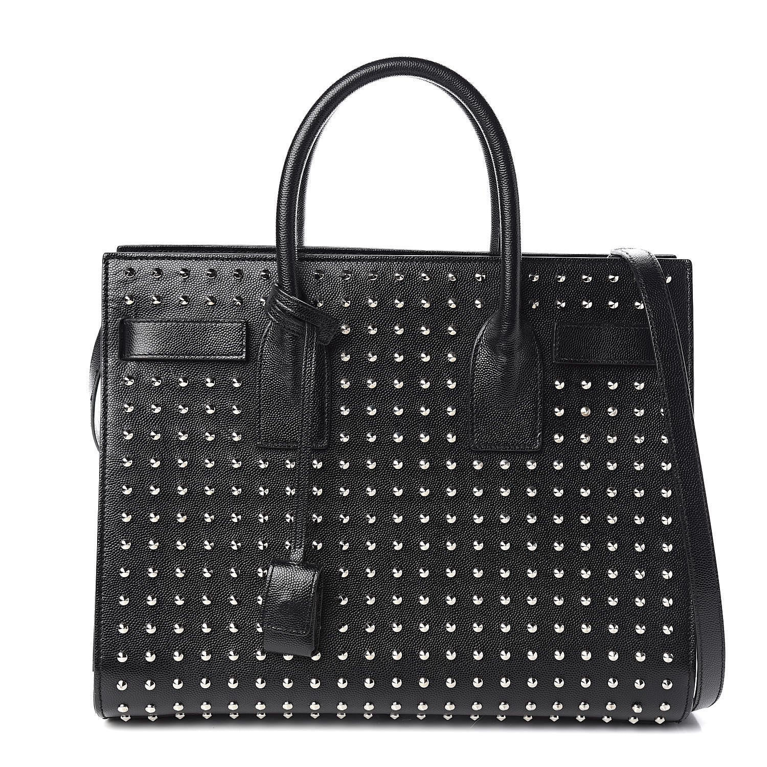 Saint Laurent Grain De Poudre Studded Small Sac De Jour Black 1 of 15