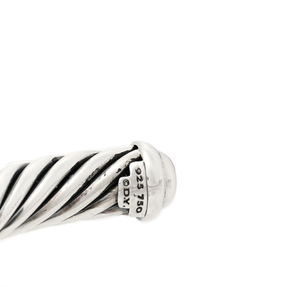 David Yurman Sterling Silver 18K Yellow Gold Diamond 7mm Cable Classics Station Bracelet 4 of 5