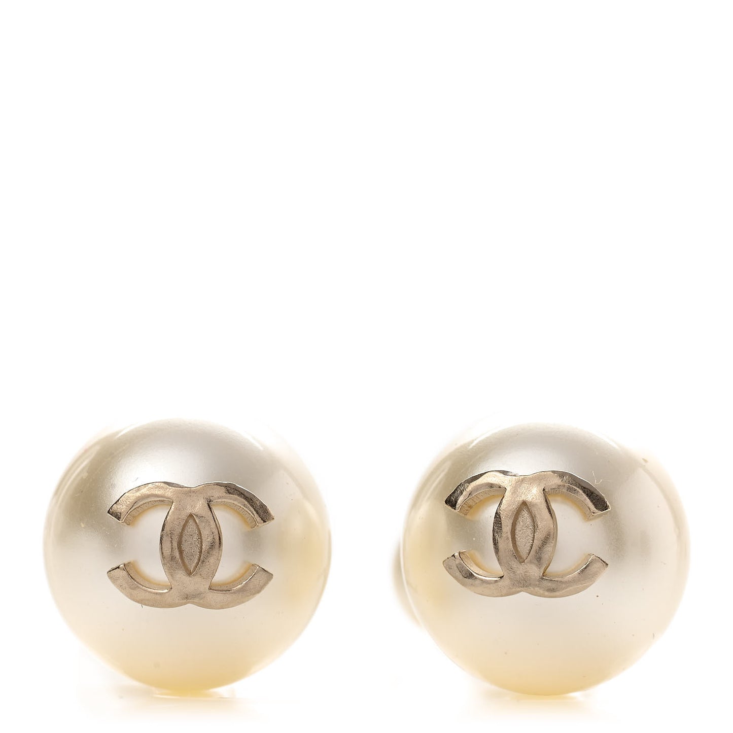 Pearl CC Chain Drop Earrings Gold