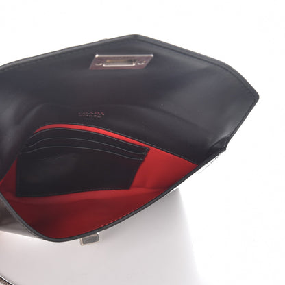 Prada Spazzolato Logo Envelope Clutch Nero Black 5 of 7