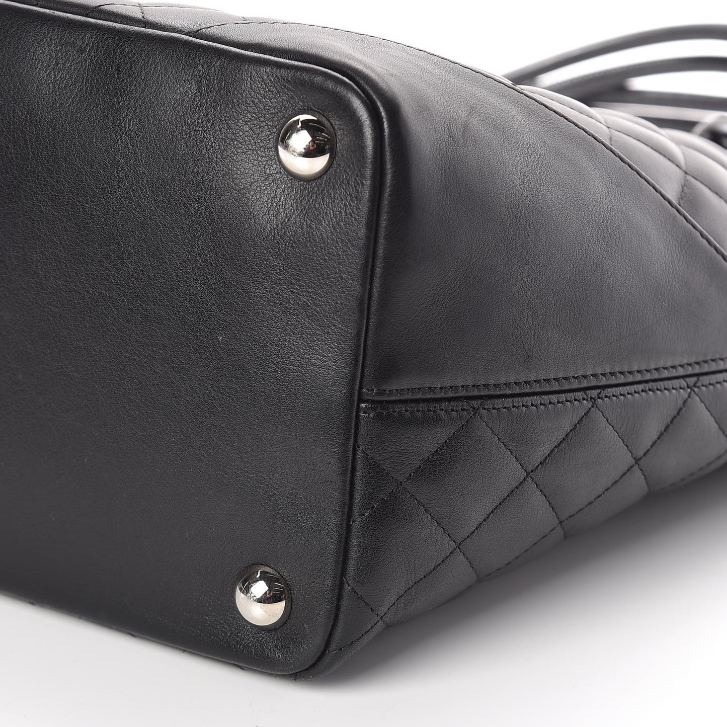 Calfskin Quilted Large Cambon Tote Black