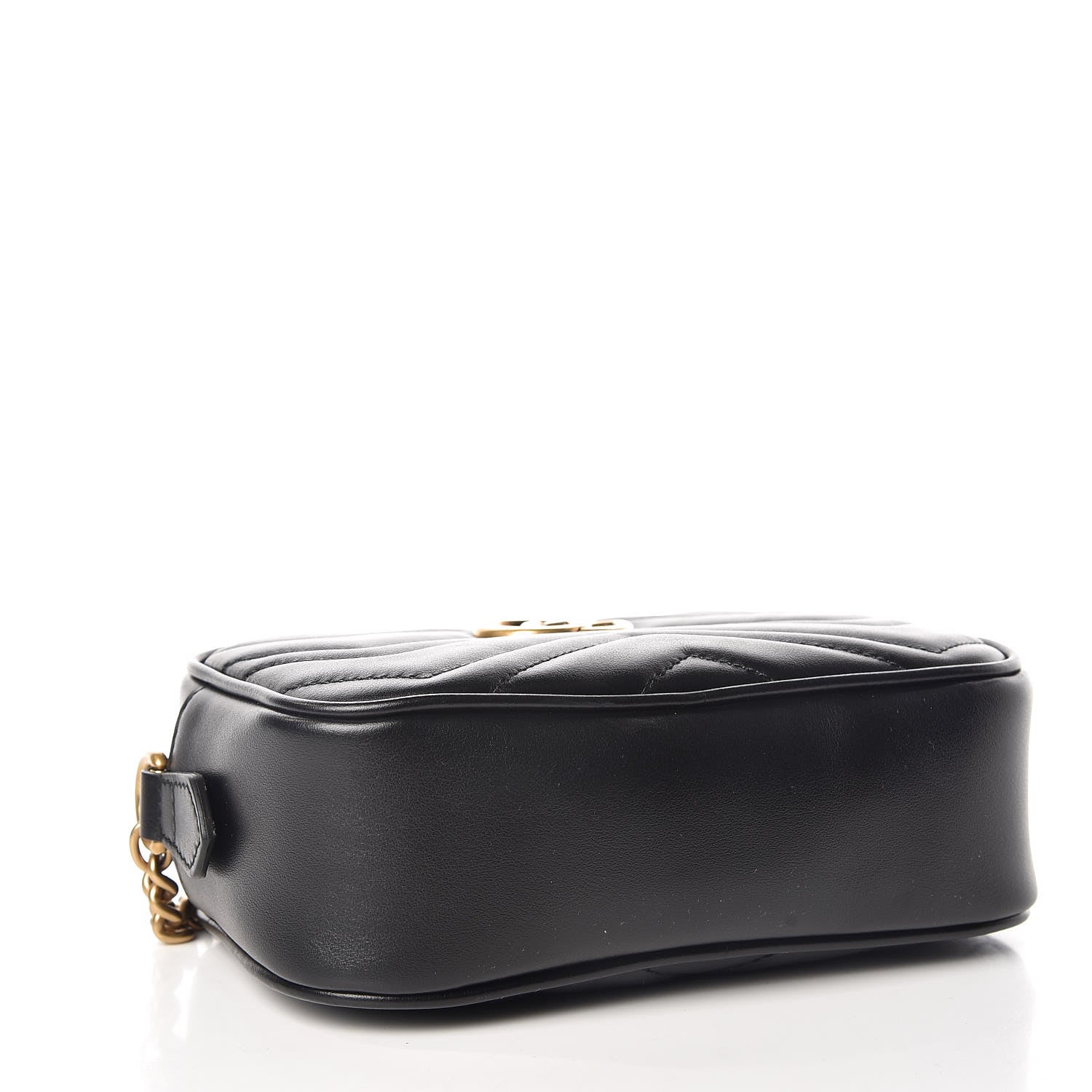 Gucci Calfskin Matelasse Mini GG Marmont Chain Shoulder Bag Black 4 of 9