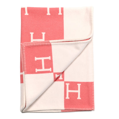 Hermes Wool Cashmere Avalon Baby Blanket Rose Airelle White 2 of 3
