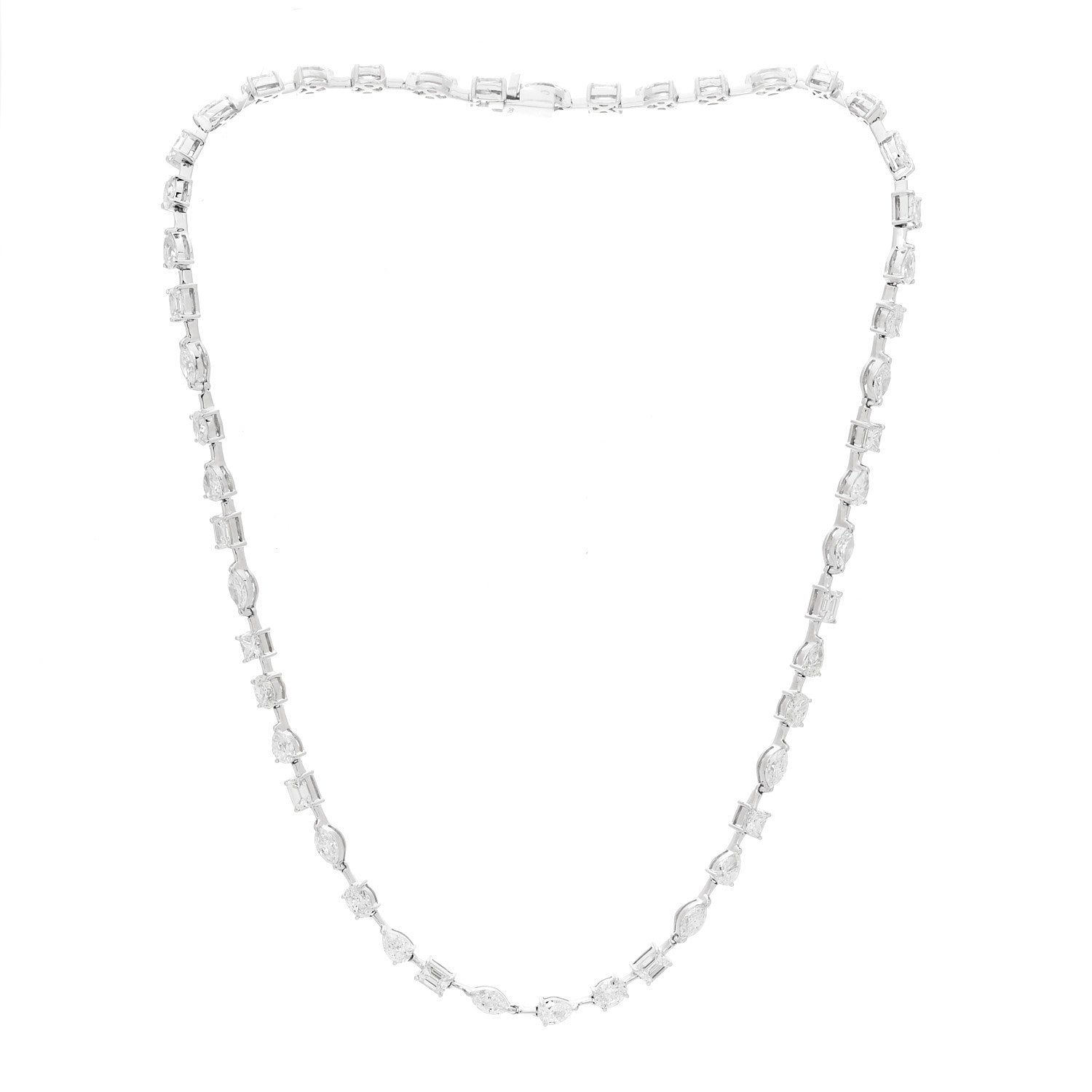 Parker & West by FASHIONPHILE 18K White Gold Diamond 11.30ctw Emerald Marquis Oval Pear Princess Cut Necklace 3 of 5