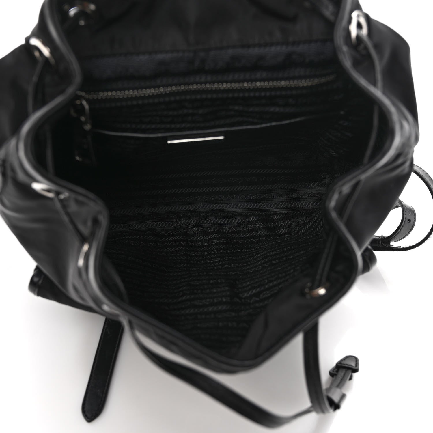 Prada Tessuto Nylon Soft Calfskin Small Backpack Black 5 of 12