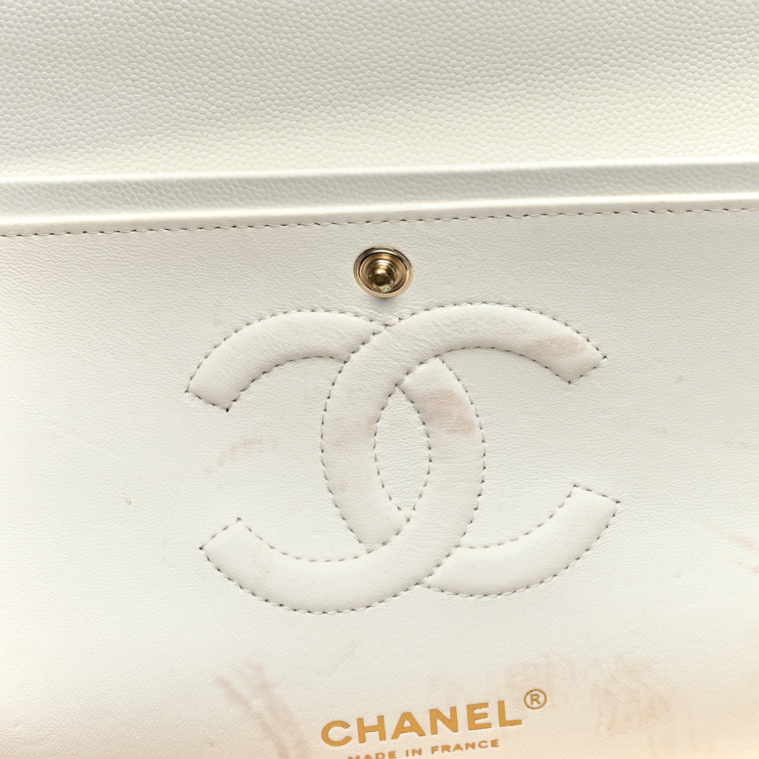 Chanel Caviar Quilted Medium Double Flap White 13 of 16