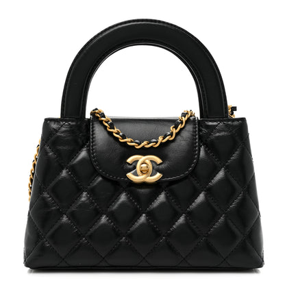 Chanel Shiny Aged Calfskin Quilted Nano Kelly Shopper Black 1 of 10