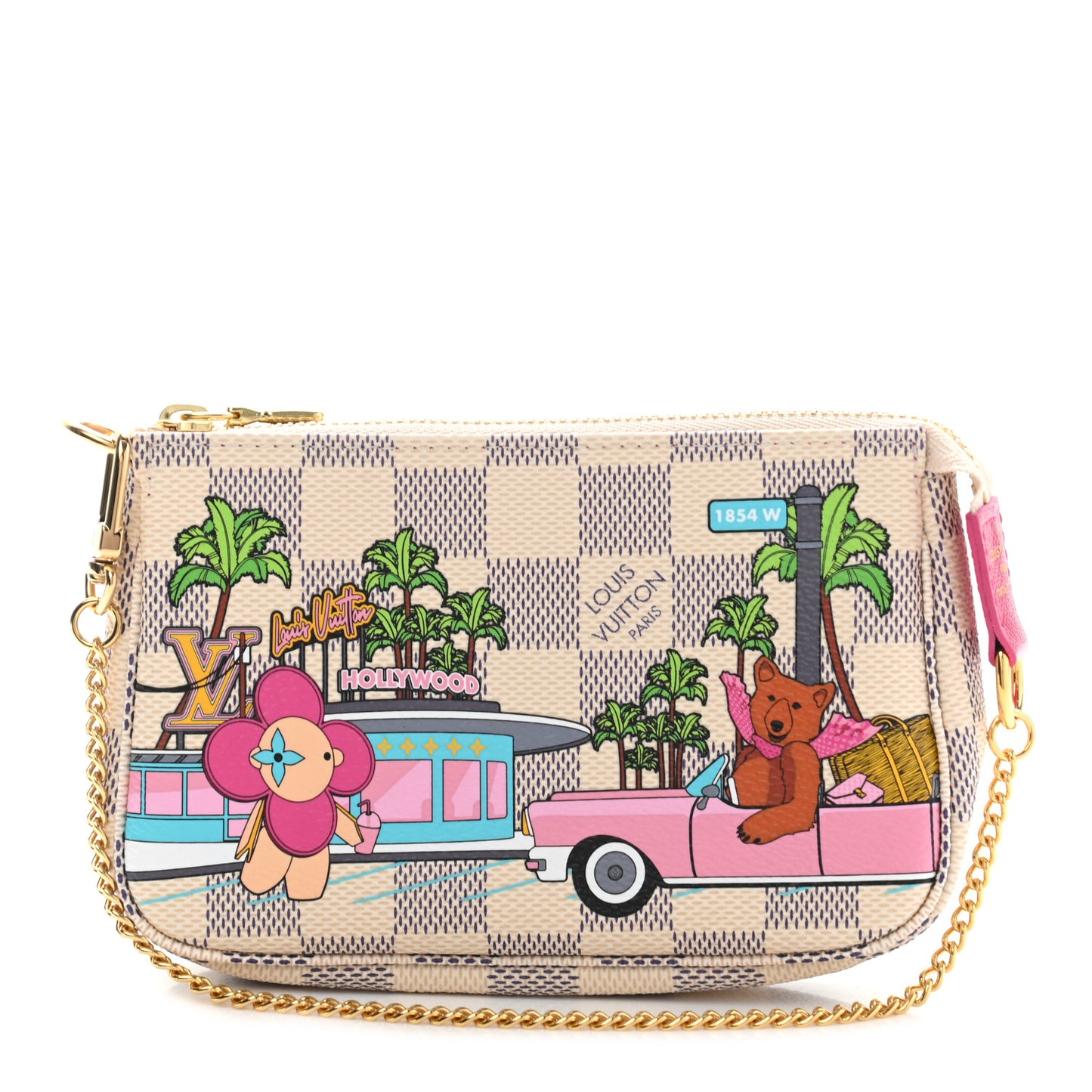 Damier Azur 2021 Christmas Animation Hollywood Mini Pochette Accessories Fuchsia