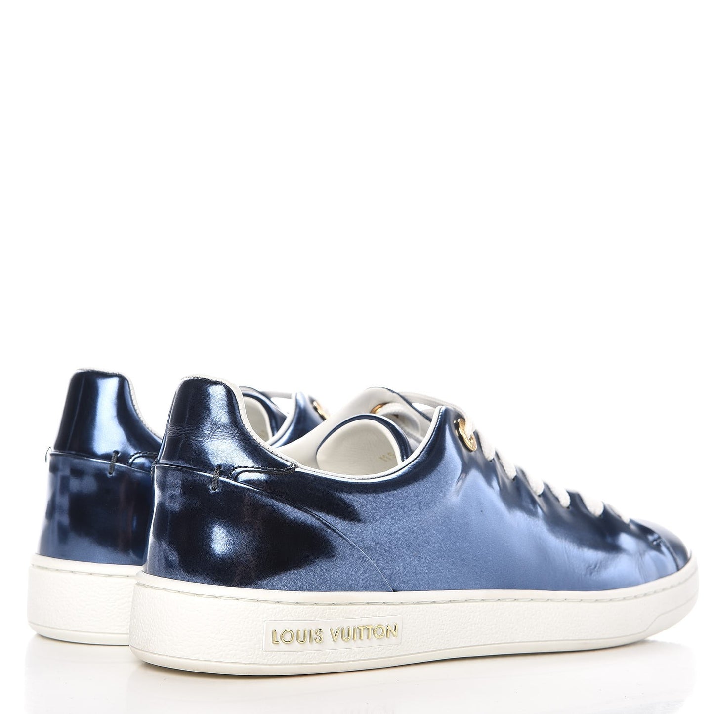 Metallic Calfskin Frontrow Sneakers 36 Blue