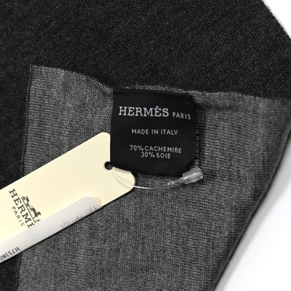 Hermes Cashmere Silk Aller-Retour Too Lucky Muffler Anthracite Gris Moyen Orange 3 of 3
