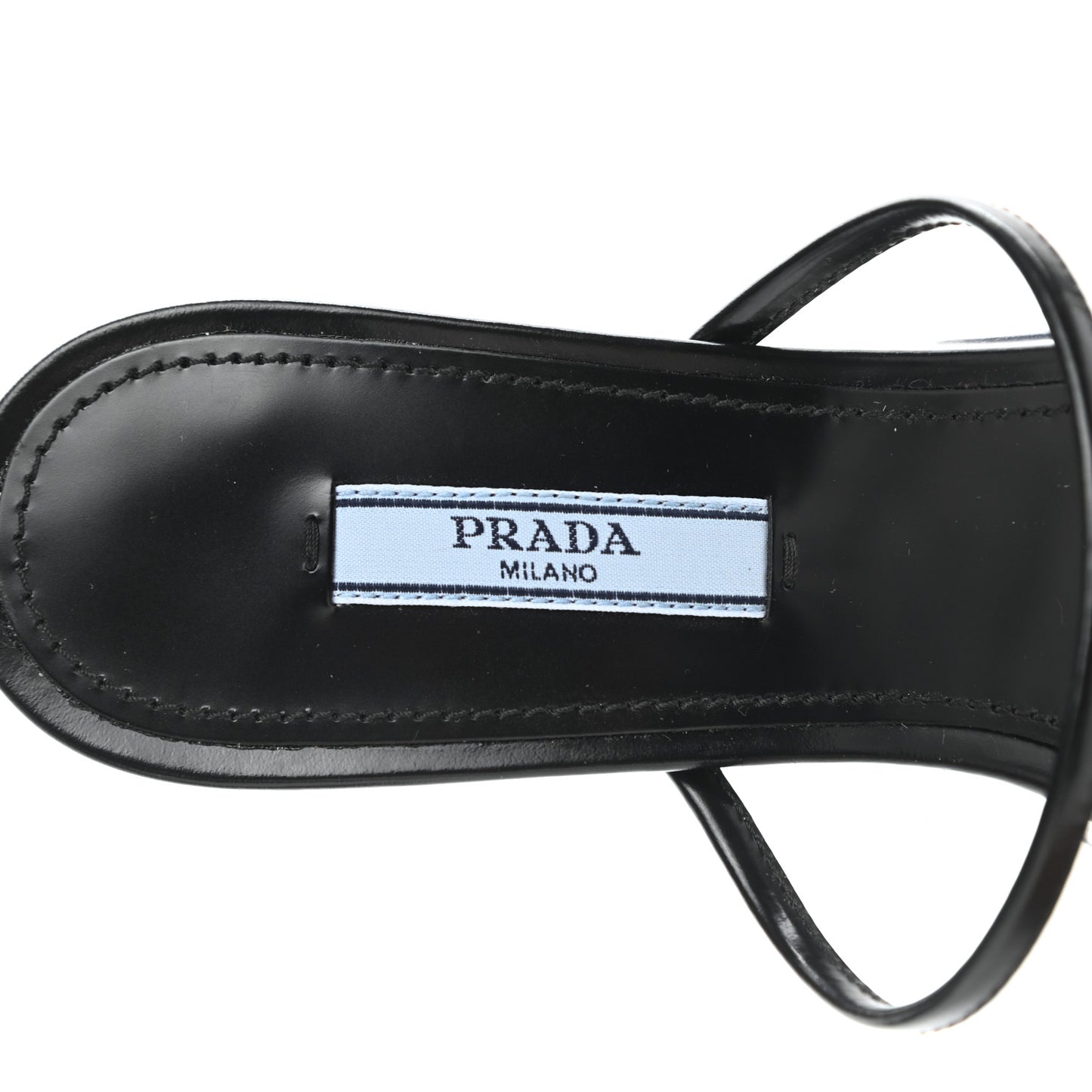 Plexiglass Calfskin Metal Triangle Logo 75mm Slide Sandals 37.5 Black