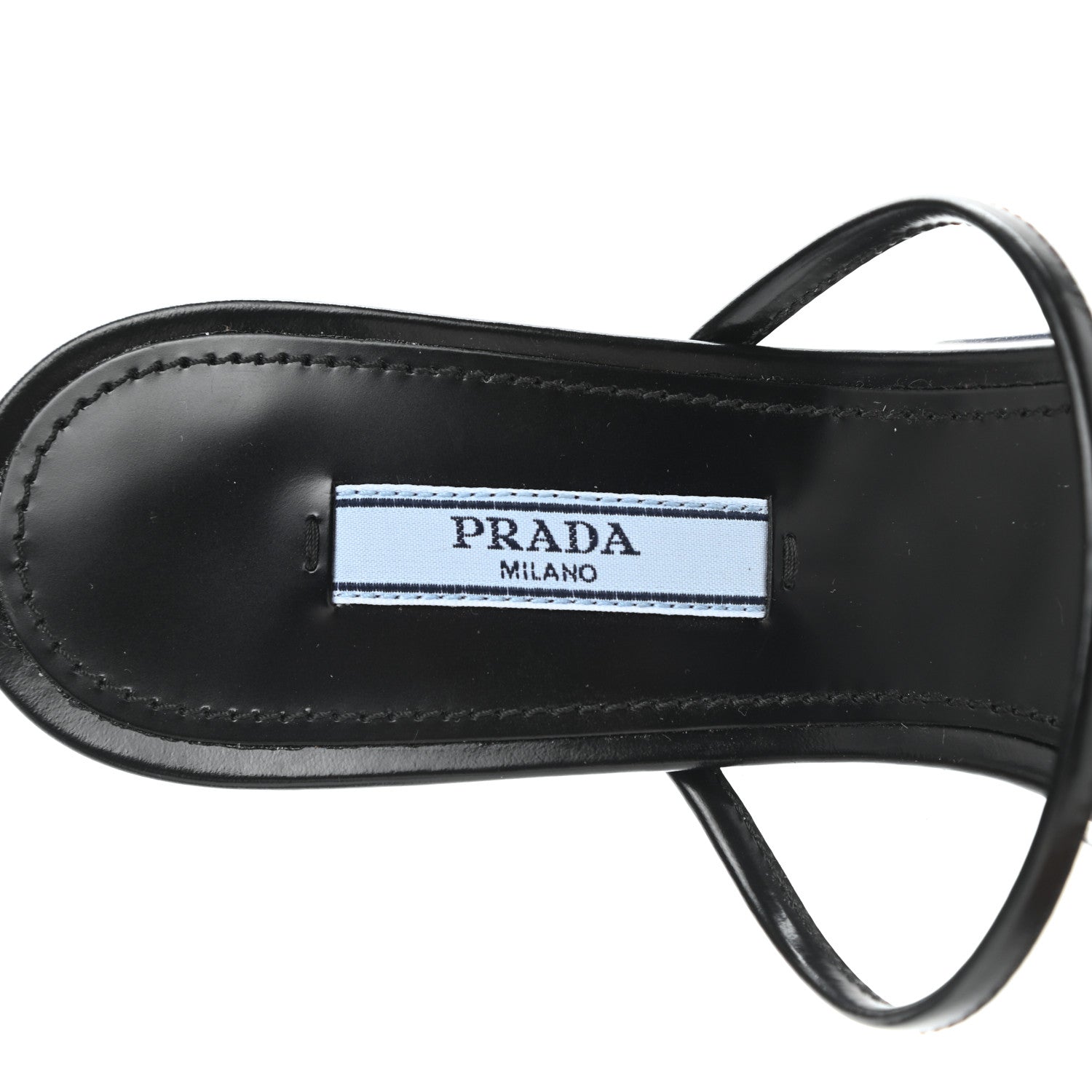 Prada Plexiglass Calfskin Metal Triangle Logo 75mm Slide Sandals 37.5 Black 6 of 8