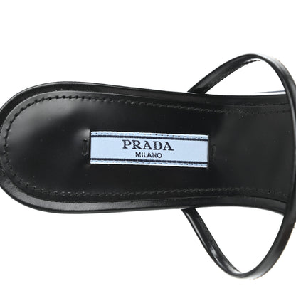 Prada Plexiglass Calfskin Metal Triangle Logo 75mm Slide Sandals 37.5 Black 6 of 8