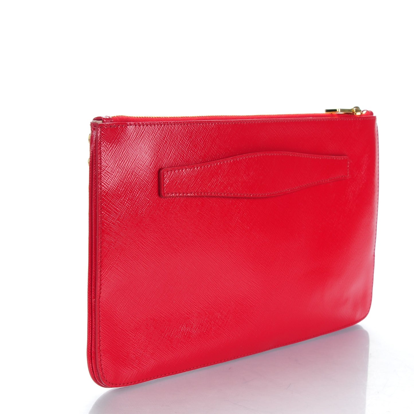 Saffiano Vernice Crystal Studded Clutch Rosso