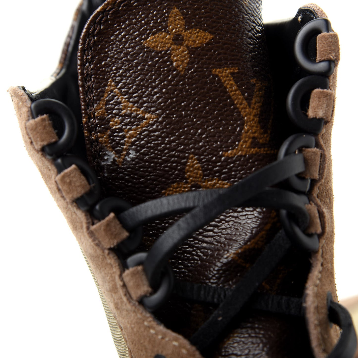 Suede Calfskin Monogram Laureate Platform Desert Boots 37 Beige