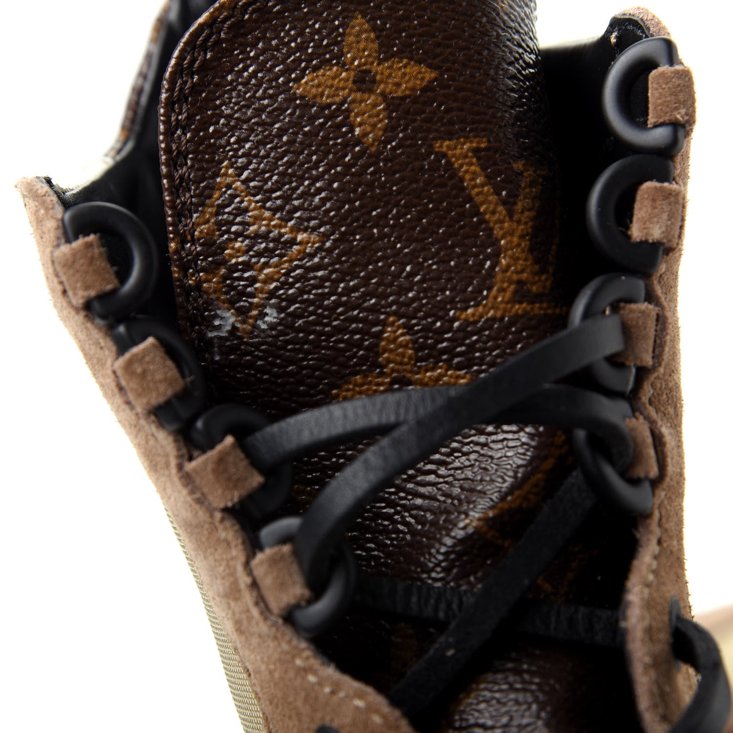 Louis Vuitton Suede Calfskin Monogram Laureate Platform Desert Boots 37 Beige 11 of 12