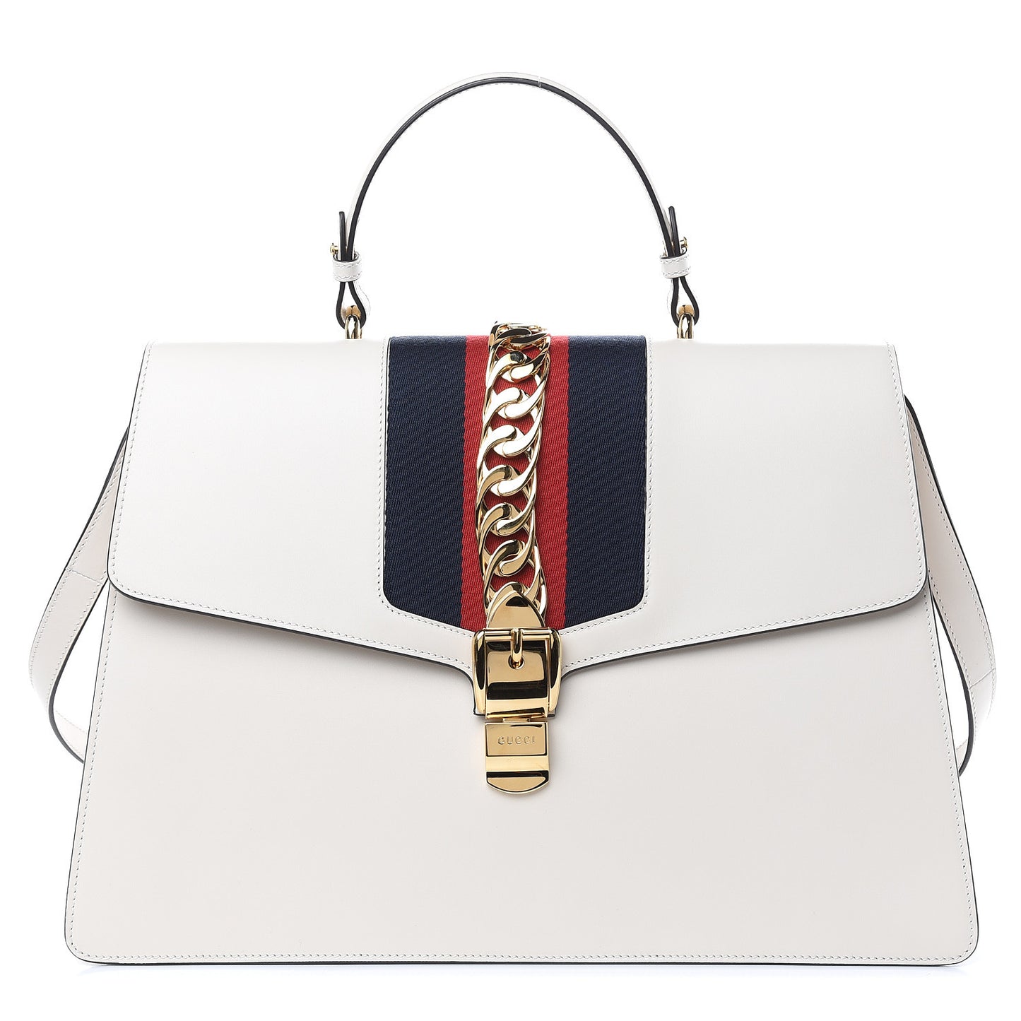 Calfskin Maxi Sylvie Top Handle Bag White