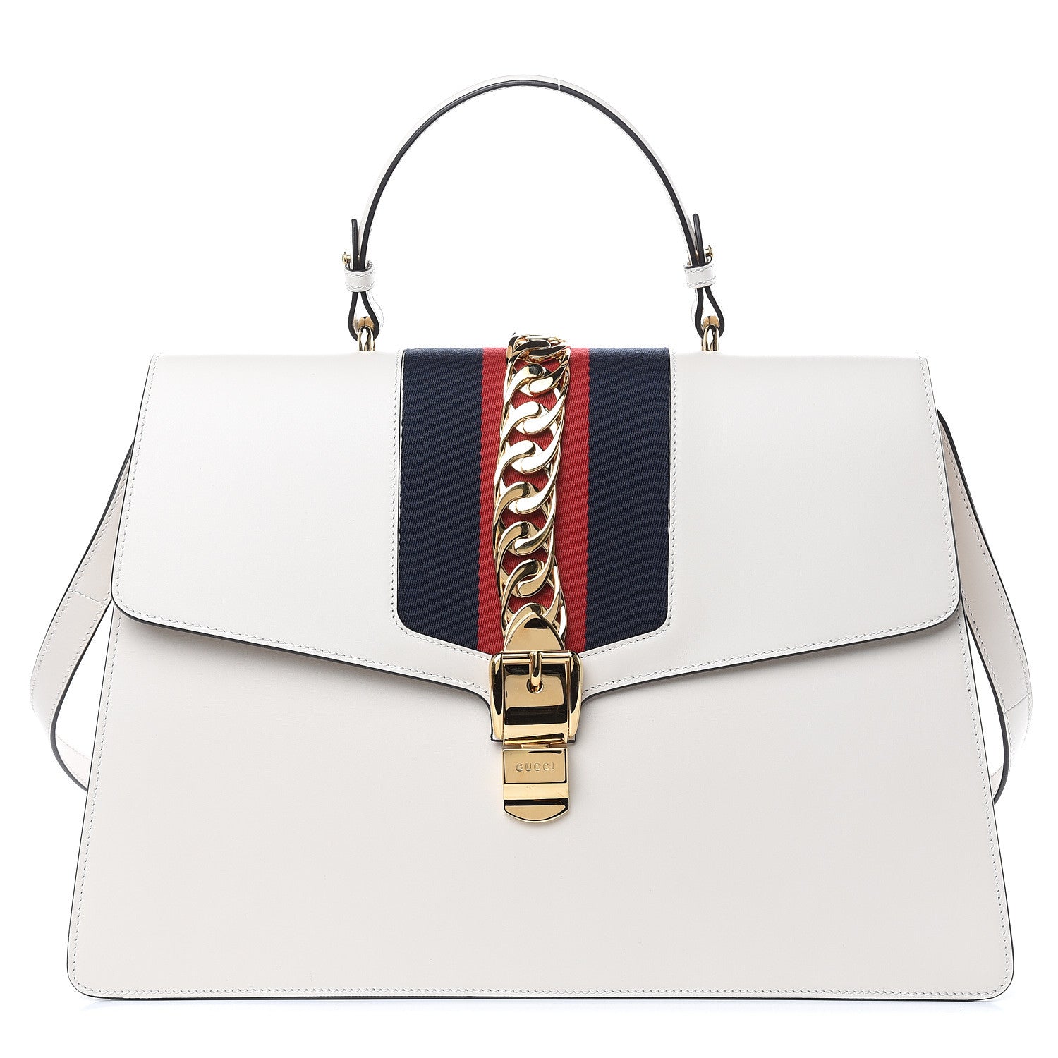 Gucci Calfskin Maxi Sylvie Top Handle Bag White 1 of 10