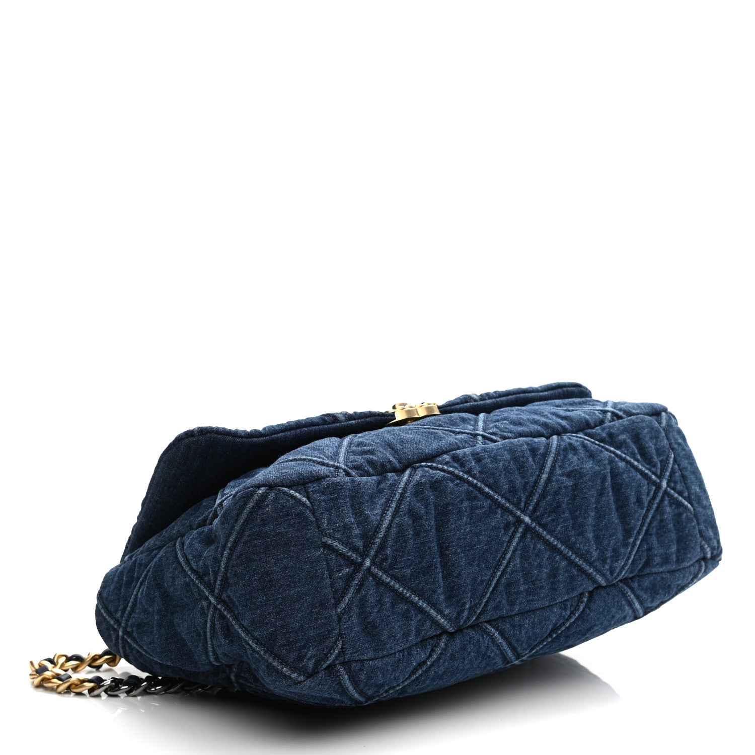 Chanel Denim Quilted Maxi Chanel 19 Flap Blue 4 of 11