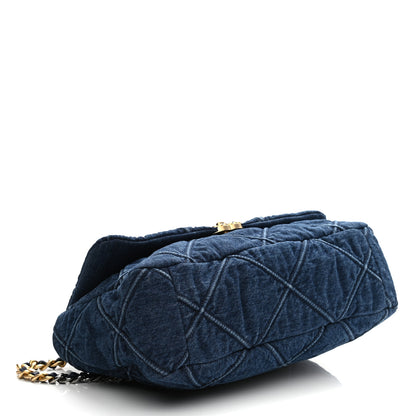 Chanel Denim Quilted Maxi Chanel 19 Flap Blue 4 of 11