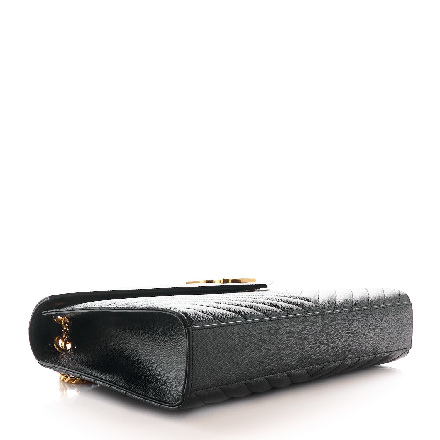 Saint Laurent Grain De Poudre Matelasse Chevron Large Monogram Satchel Black 4 of 11