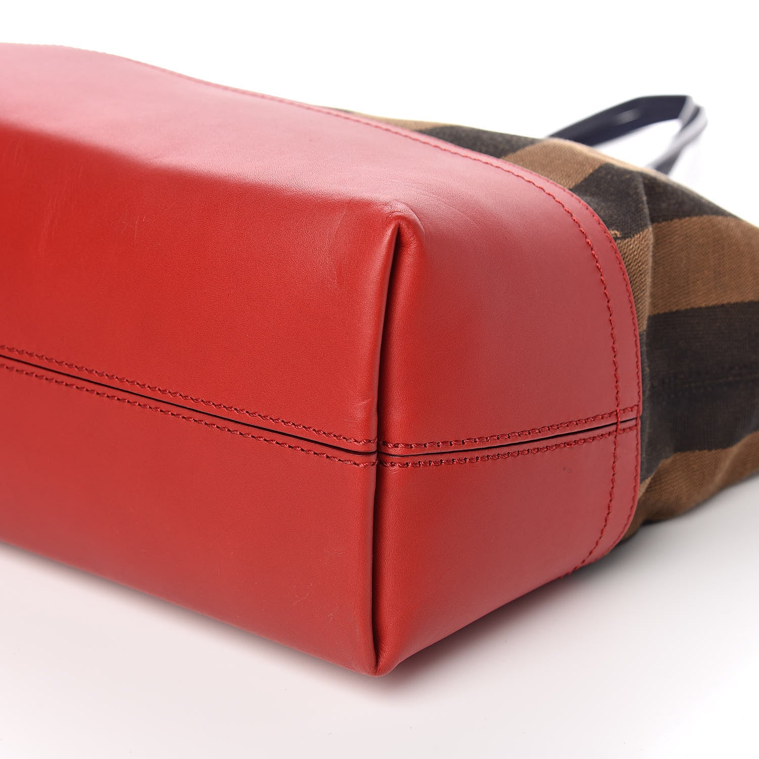 Fendi Pequin Cuoio Vegetale Medium Roll Tote Tobacco Rosso Blue Mirto Miele 9 of 10