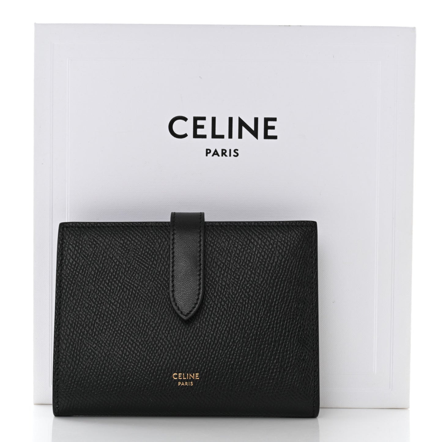 Grained Calfskin Medium Multifunction Strap Wallet Black