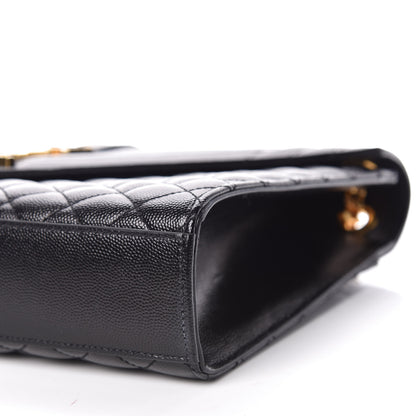 Saint Laurent Grain De Poudre Textured Mixed Matelasse Large Triquilt Monogram Satchel Black 10 of 10