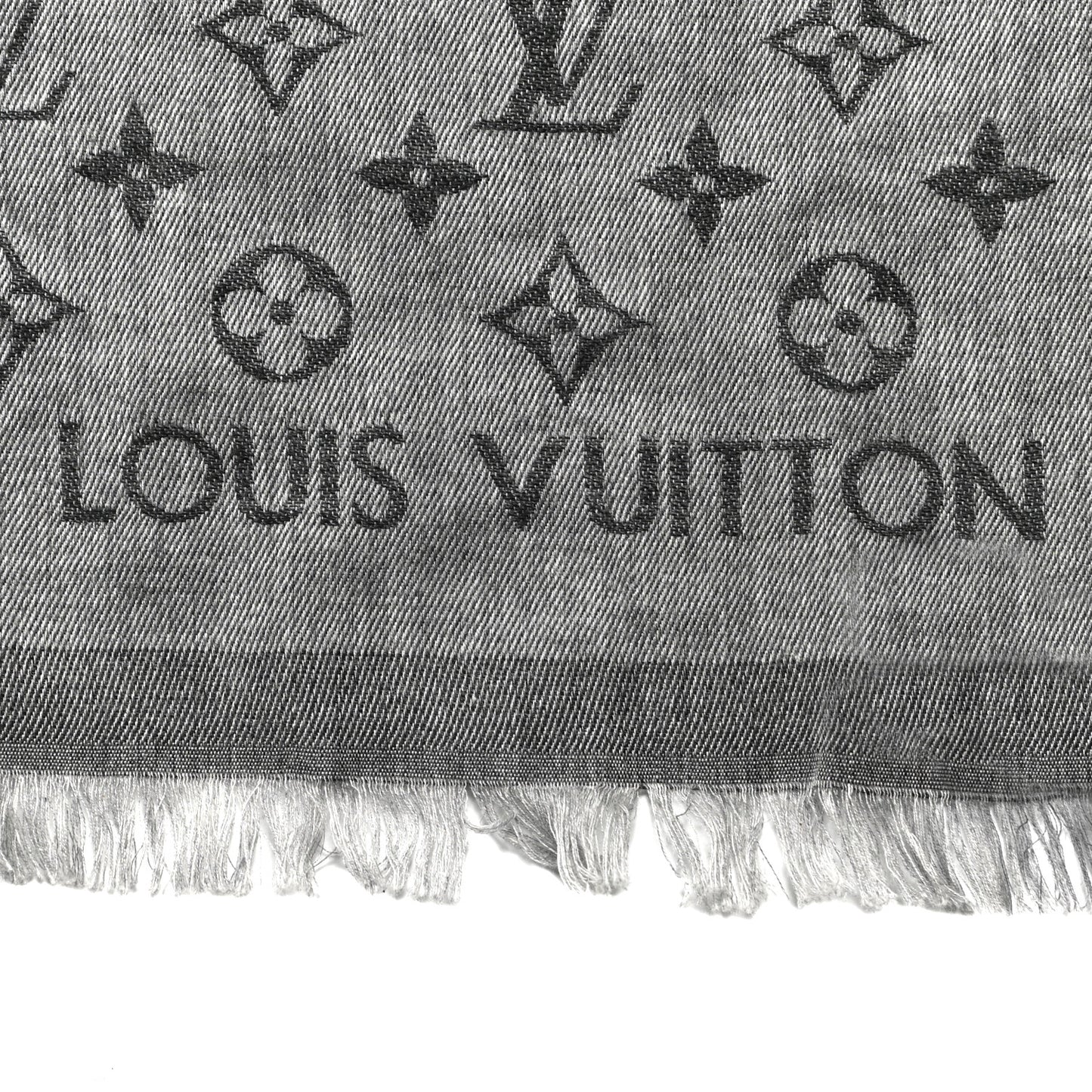 Cotton Monogram Denim Shawl Black