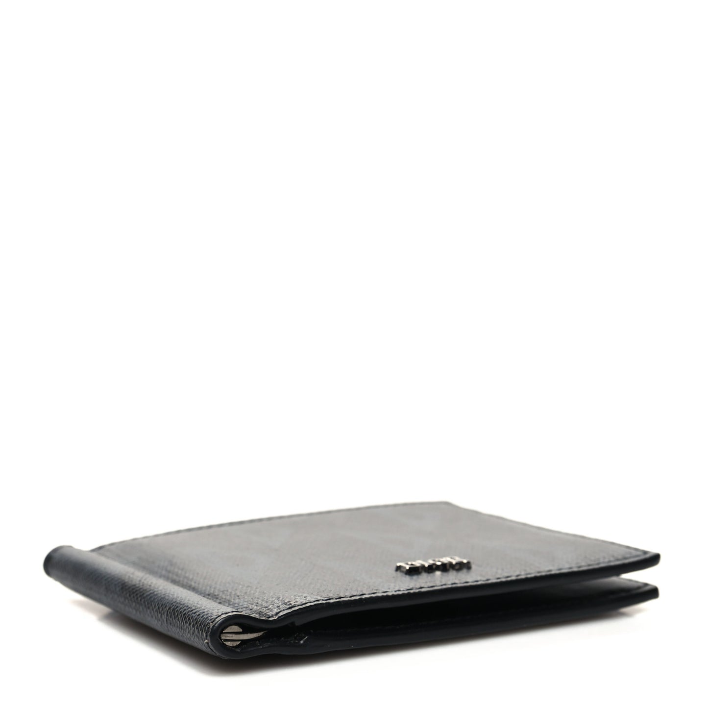 Coated Canvas Calfskin CD Diamond Wallet with Money Clip Black