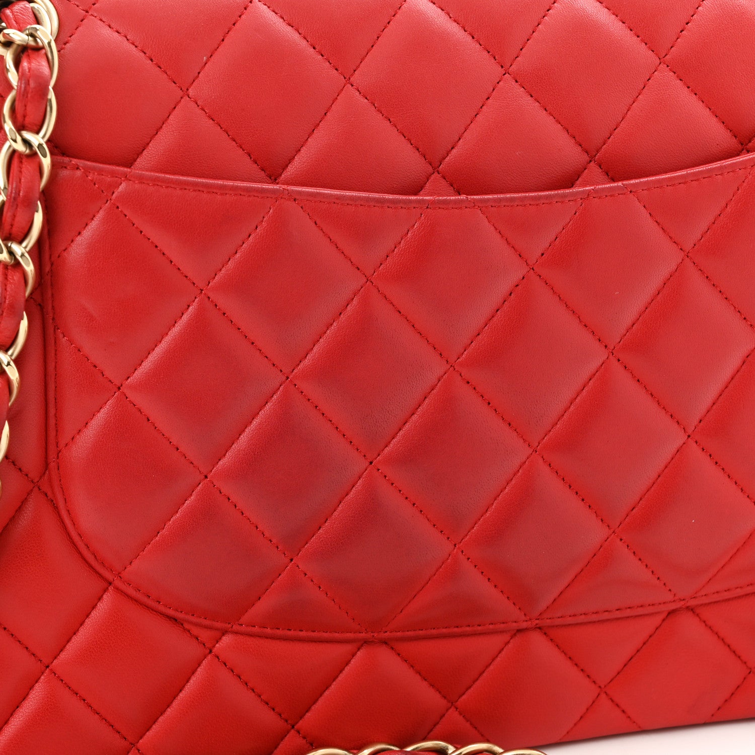Chanel Lambskin Quilted Jumbo Double Flap Red 16 of 17