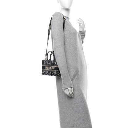 Christian Dior Oblique Mini Book Tote With Strap Blue Multicolor 2 of 12
