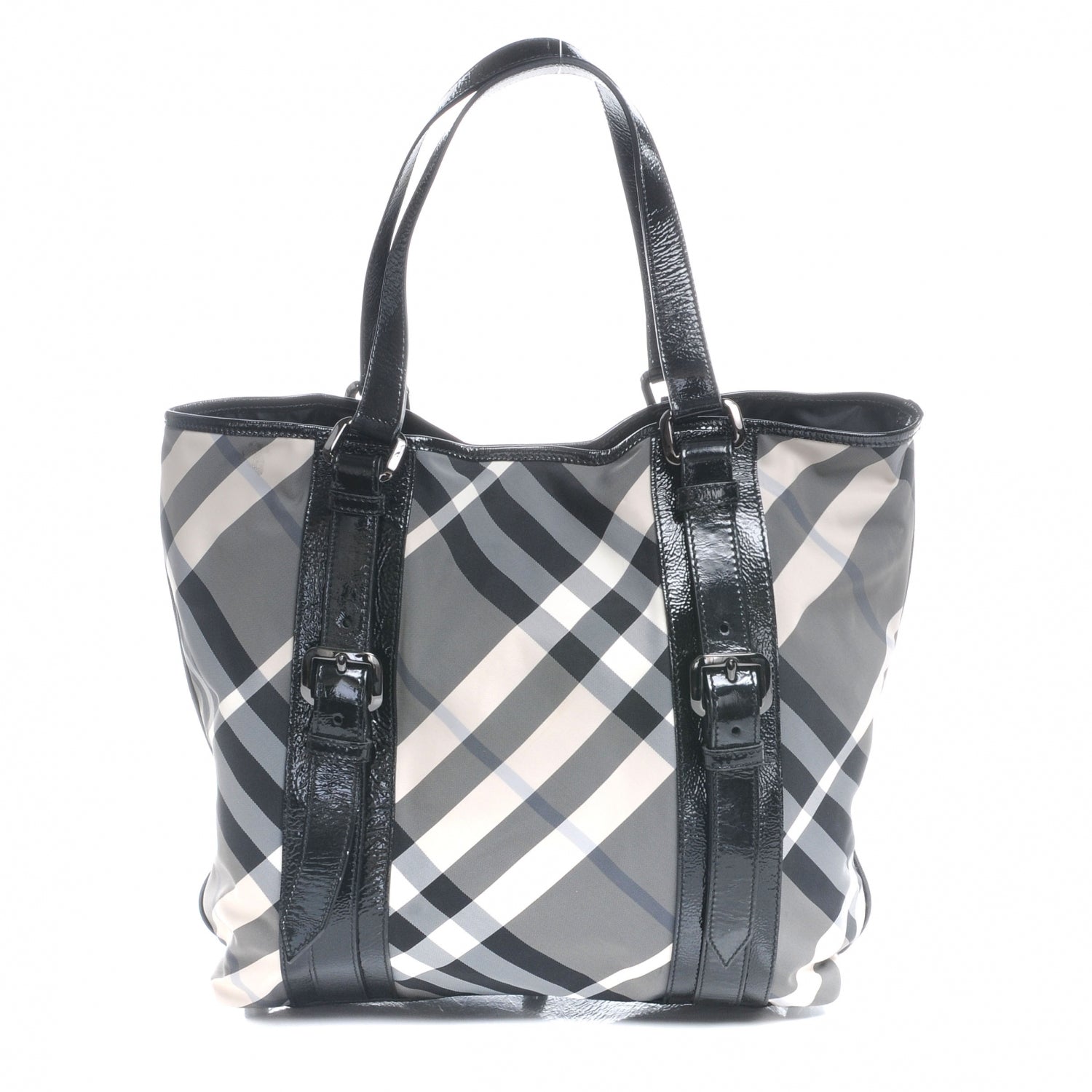 Burberry Patent Trim Smoked Check Tote Black 1 of 9