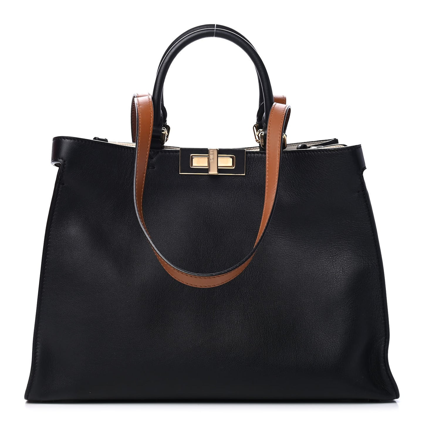 Vitello Seta Century Small Peekaboo X-Tote Black Brandy