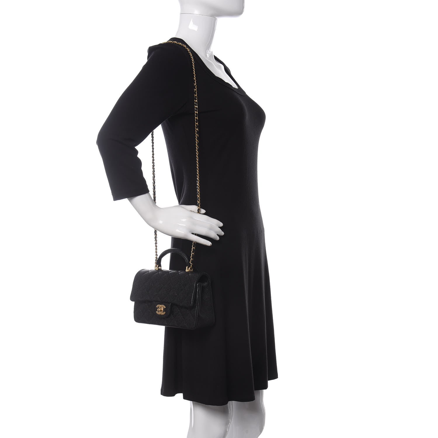 Chanel Caviar Quilted Mini Top Handle Rectangular Flap Black 2 of 11