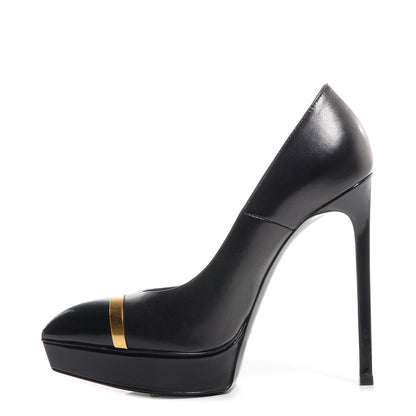 Saint Laurent Leather Classic Paris 105 Cap Toe Escarpin Pumps 36 Black 1 of 7