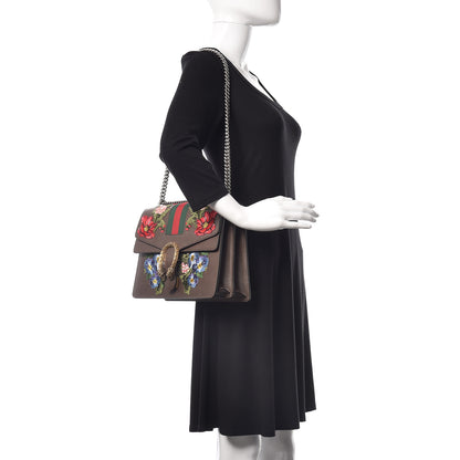 Gucci Calfskin Web Floral Embroidered Medium Dionysus Shoulder Bag New Acero 2 of 9