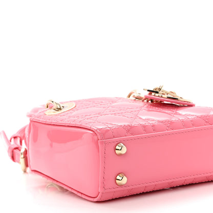 Christian Dior Patent Cannage Micro Lady Dior Peony Pink 8 of 9