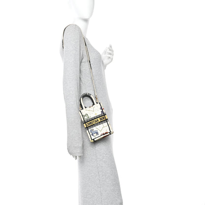 Christian Dior Canvas Embroidered Pixel Zodiac Mini Book Tote Phone Bag Latte Multicolor 2 of 13