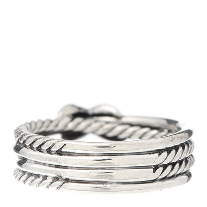 David Yurman Sterling Silver Diamond X Crossover Ring 54 7 3 of 4