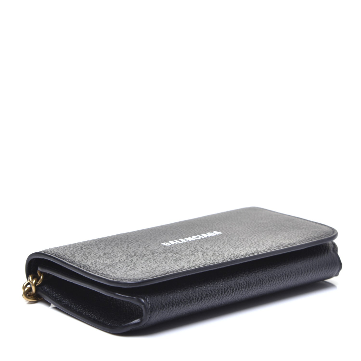 Balenciaga Grained Calfskin Logo Cash Phone Holder Wallet On Chain Black White 4 of 11