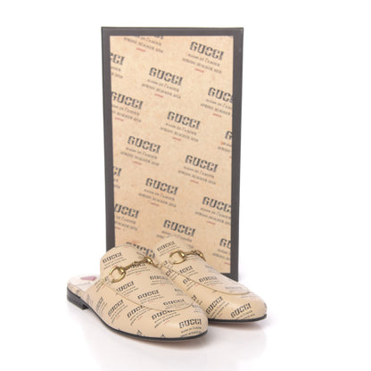Gucci Calfskin Stamp Print Womens Princetown Slippers 35.5 Soy Black 9 of 9