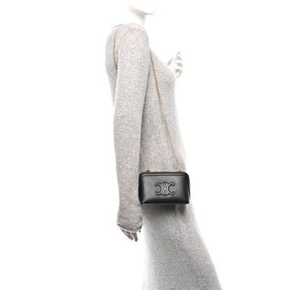 Celine Smooth Calfskin Cuir Triomphe Clutch on Chain Black 2 of 11