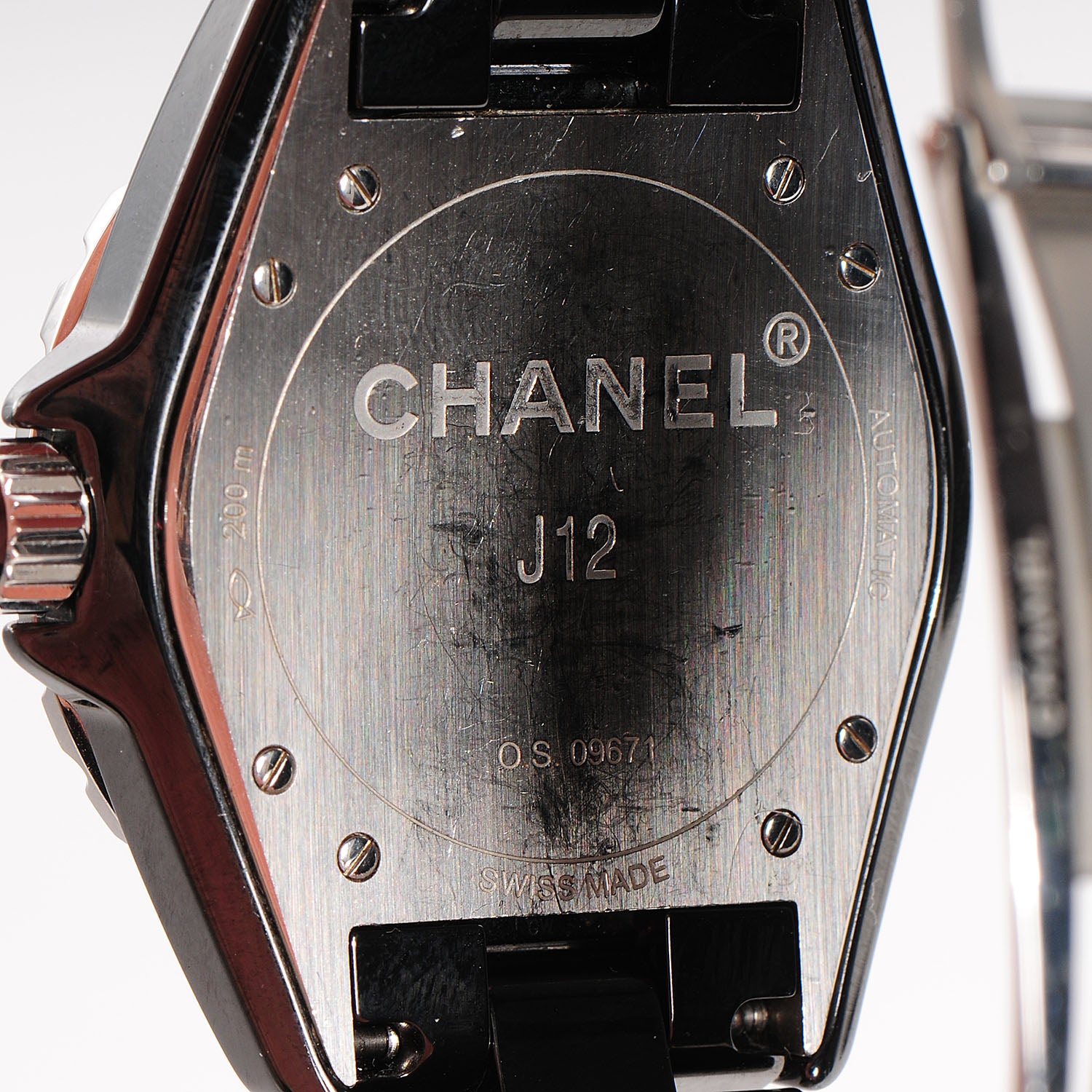 Chanel Stainless Steel Ceramic Diamond 38mm J12 Automatic Watch Black 4 of 6