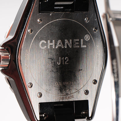 Chanel Stainless Steel Ceramic Diamond 38mm J12 Automatic Watch Black 4 of 6